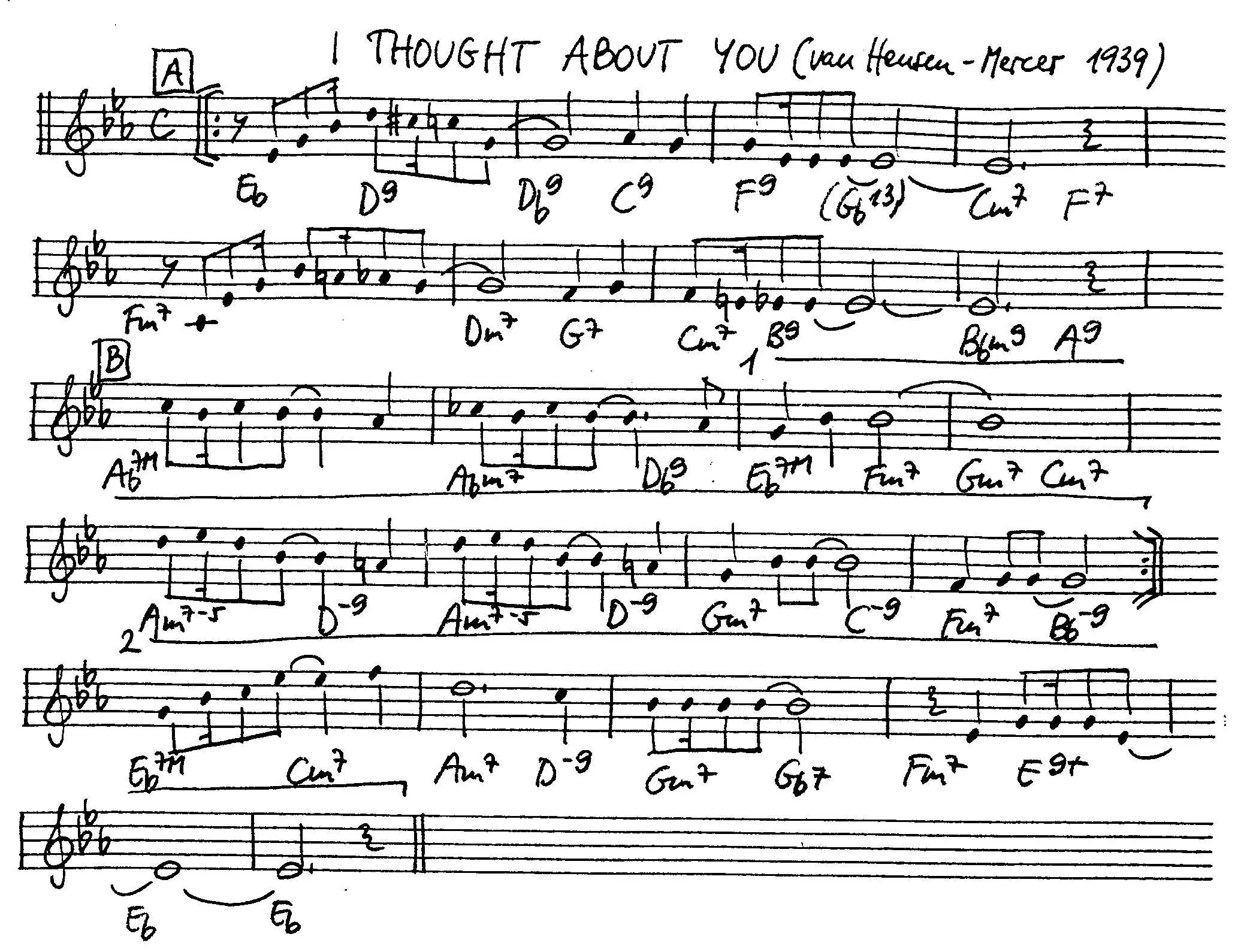 i thought about you free jazz leadsheet - Courtesy of the Jungle Jazz Band